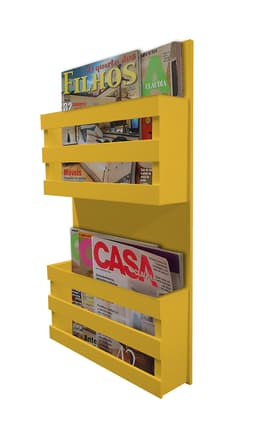 Revisteiro de Parede Porta Revistas Livros - Amarelo Laca