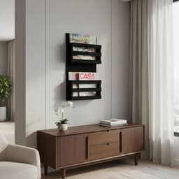 Revisteiro de Parede Porta Revistas Livros - Preto Laca