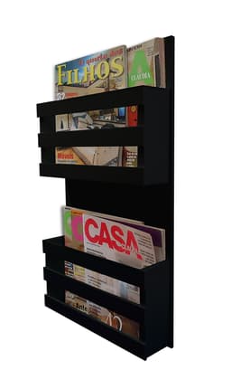 Revisteiro de Parede Porta Revistas Livros - Preto Laca