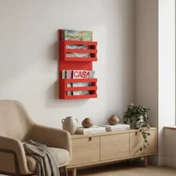 Revisteiro de Parede Porta Revistas Livros - Vermelho Laca