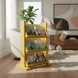 Revisteiro de Piso Chão Porta Revistas Livros - Amarelo Laca