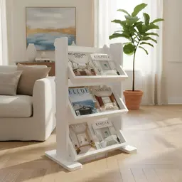 Revisteiro de Piso Chão Porta Revistas Livros - Branco Laca