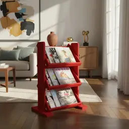 Revisteiro de Piso Chão Porta Revistas Livros - Vermelho Laca