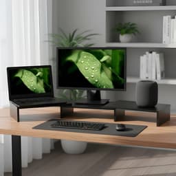 Suporte de Mesa Base Elevada Ajustável 3 Monitores Gamer Notebook Preto