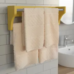 Toalheiro Duplo Suporte Cabideiro Porta Toalhas de Parede Acessório para Banheiro Amarelo Laca