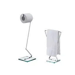 Kit banheiro Future porta papel higienico de chão 2315 e porta toalha de bancada 2316