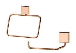Kit banheiro lavabo 2 peças rosé gold Future porta toalha rosto e porta papel higiênico