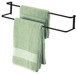 Porta toalha banheiro preto fosco suporte para toalha duplo 60 cm Future 1668PT