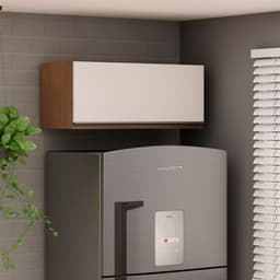 Armário Aéreo Conecta 1 Porta Ébano e Off White 70 cm