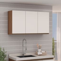 Armário Aéreo Conecta 3 Portas Ébano e Off White