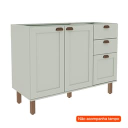 Balcão de Cozinha Iluminata 2 Portas 3 Gavetas Mint 120 cm