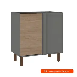 Balcão de Cozinha de Canto Amabile 1 Porta Turin e Cinza 82 cm