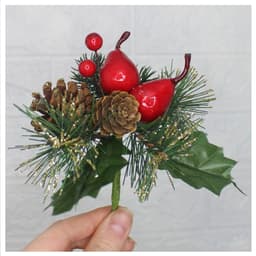 1 Ramo Pera Decoração De Natal Artificial Com Brilho 16cm