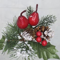 1 Ramo Pera Decoração Natal Artificial Com Detalhes Branco 17cm