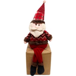 Boneco De Natal Papai Noel Sentado Perna Mole Em Tecido 56cm