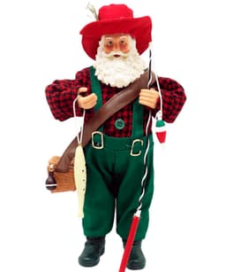 Boneco Decorativo Papai Noel Pescador Colecionável De 30cm