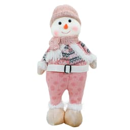 Boneco Natal Boneca de Neve Rosa Natalina 44,5cm