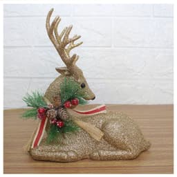 Boneco Natal Rena Natalina Glitter Dourado 21cm