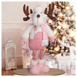 Boneco Natal Rena Rosa Natalina Perna Ajustável 90cm