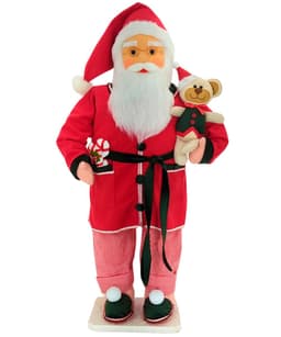 Boneco Natalino Papai Noel Dorminhoco Pijama Ursinho De 90cm