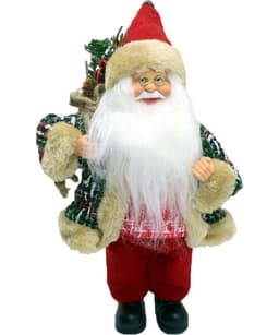 Boneco Papai Noel Com Casaco Enfeite Saco De Presentes 36cm