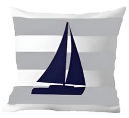 Capa Almofada Barco À Vela Azul Marítima Decorativo 50X50cm