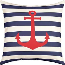 Capa Almofada Âncora Vermelha Navegação Marítima 50X50cm