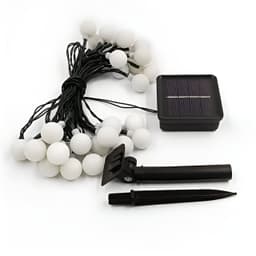 Cordão LEDs Solar Lâmpadas Luzes Bolinhas Amarela Natal 5m