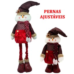 Decoração Natal Boneco Neve Luxuoso Perna Ajustável 50/80cm
