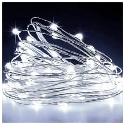 Fio De Fada 30 Lâmpadas Cordão Luz LED Branca 3 Metros À Pilha