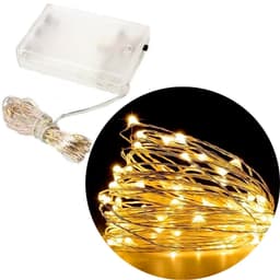Fio Fada 30 Lâmpadas Cordão Luz LED Amarelo 3 Metros Á Pilha