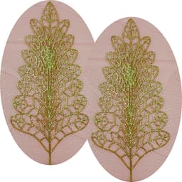 Folhas Flores Árvore Natal Gliter Dourado De 40cm Kit 10pçs