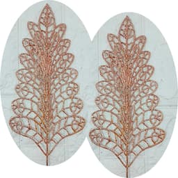 Folhas Flores Árvore Natal Gliter Rose Gold 40cm Kit 10pçs