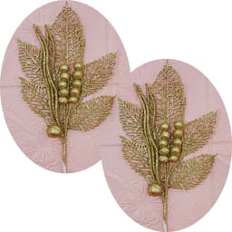 Folhas Flores Enfeite Natal Gliter Dourado De 45cm Kit 6pçs