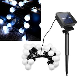 Grinalda Cordão Luzes Solares Jardim Bolas Branca 20 LEDs