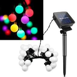 Grinalda Cordão Luzes Solares Jardim Bolas Colorida 20 LEDs