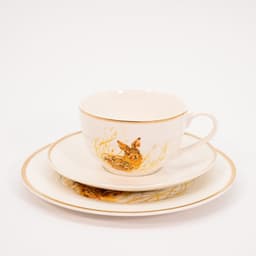 Jogo Café Lanche Porcelana Branca Páscoa Coelho 6 Peças