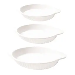 Jogo De Travessas Melamina Oval Branca 3 Peças