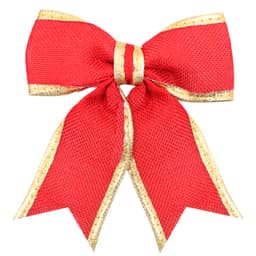Kit 10 Peças Enfeite Árvore Natal Laço Lacinho Vermelho Dourado Brilhante 14cm