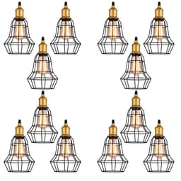 Kit 12 Pendente Aço Taschibra 40w Vintage 160 Preto Lustre