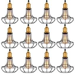 Kit 12 Pendente Aço Taschibra 40w Vintage 185 Preto Lustre