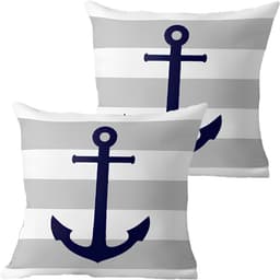 Kit 2 Capas De Almofadas Âncora Azul Navegação Marítima