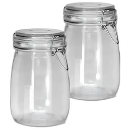 Kit 2 Potes De Vidro Hermético Tampa Vedação Conserva 1L