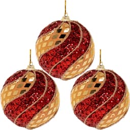 Kit 24 Enfeite Bola Natalina Árvore Natal Vermelho Artesanal