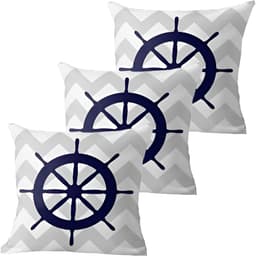 Kit 3 Capas De Almofadas Timão Azul Navegação Marítima
