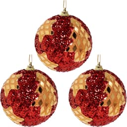 Kit 3 Enfeite Bolas Natalina Árvore Natal Estrela Artesanal