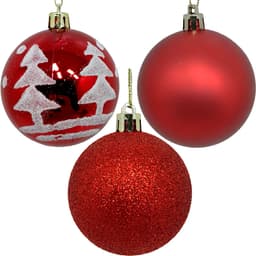 Kit 36 Bolas Enfeite Natalino Árvore Natal Vermelho Glitter