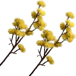 Kit 4 Plantas Artificial Mamonas Amarelo Escuro Jardim 70cm