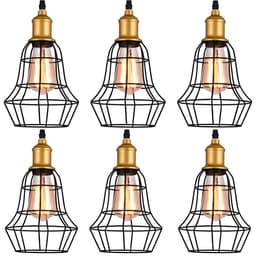 Kit 6 Pendente De Aço Taschibra 40w Vintage 160 Preto Lustre
