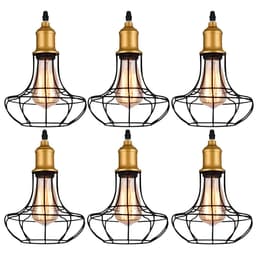 Kit 6 Pendente De Aço Taschibra 40w Vintage 185 Preto Lustre